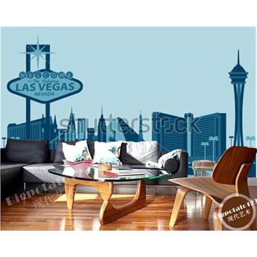 Custom photo wallpaper, large mural Las Vegas skyline vinyl wallpaper Papel de parede for the living room TV wall