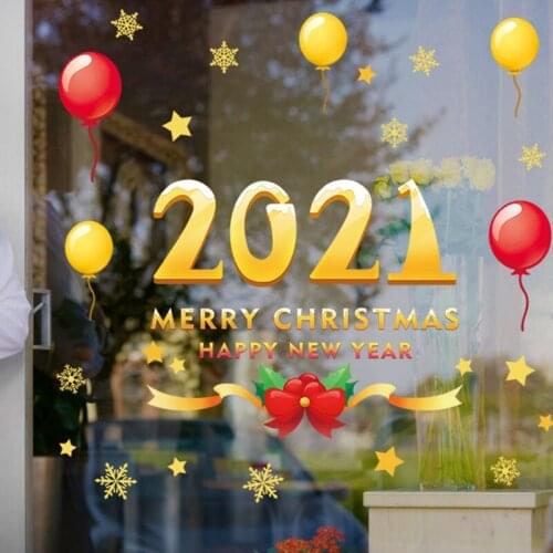 Removable Wall Window Christmas Stickers Christmas Decoration For Home 2020 Merry Christmas Ornaments Xmas Happy New Year 2021