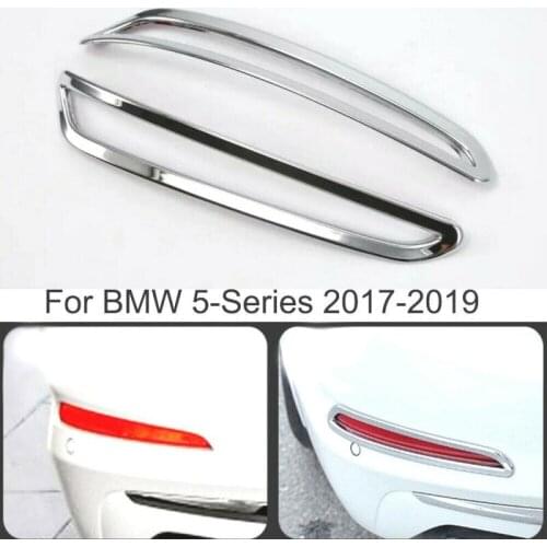 JanDeNing 2PCS/Set ABS Chrome Rear Fog Lights Lamp Cover Frame Trim Emblems For BMW 5-Series 2017-2019