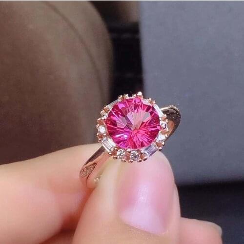Natural And Real Topaz Ring Wedding Engagement Pink Topaz Ring Fine Jewelry Wholesale 925 sliver Ring