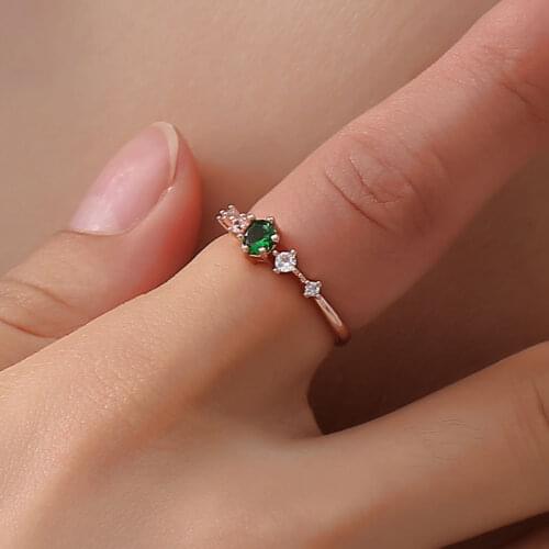 Woozu New Luxury Green Pink White Stone Cubic Zirconia Wedding/Engagement Rings For Women Rose Gold Color Ring Jewelry