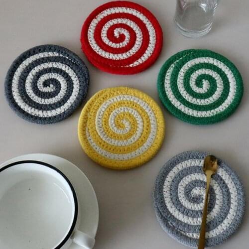 Soft Useful Heat Insulation Round Cotton Coasters Cotton Table Mats Handmade for Kitchen