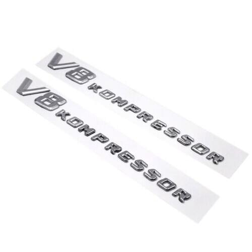 Set of Chrome Side Fender Sticker Emblem Badge V8Kompressor FOR Mercedes-Benz Clear