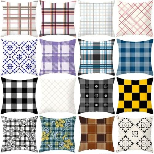 Black and white lattice pillowcase simple geometric pillowcase decoration cushion cover sofa cushion cover car pillowcase Plaid