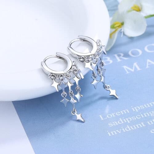 New Fashion Stars Long Tassel Drop Earrings For Women Small Huggies Flash Rain Design Bohemia Dangle Earring Piercing Accessory