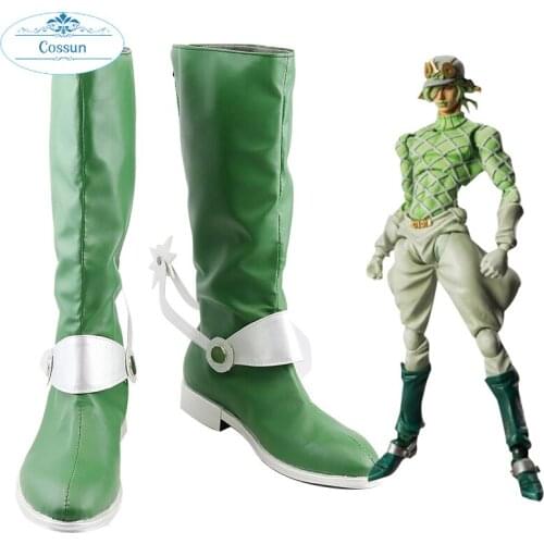 Anime JoJo Bizarre Adventure Cosplay Shoes Guido Mista Green High Boot Shoes