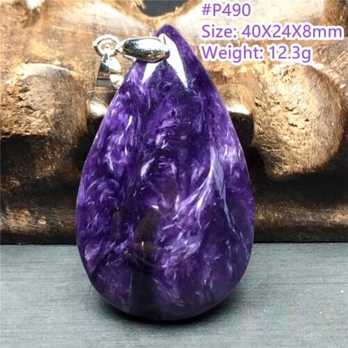 Top Natural Purple Charoite Necklace Pendant Jewelry For Women Men Russia Healing Stone Crystal Silver 40X24X8mm Beads Gemstone