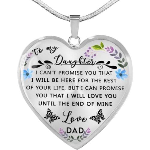 To My Daughter Heart Pendant Necklace Women Jewelry Love Necklaces From Dad