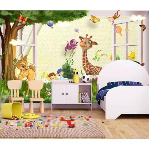 Custom photo wallpaper 3d wallpaper for walls 3 d Beautiful scenery outside the window cartoon childrens room background wall