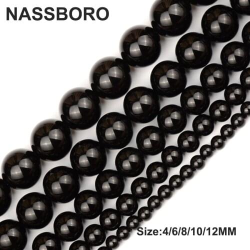 Natural Round Black Onyx Stone Beads Loose DIY Bead For Bracelet Jewelry Making 4/6/8/10/12MM 15inches Wholesale