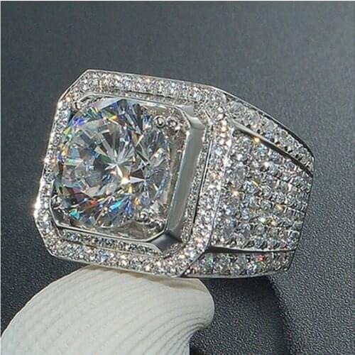 Luxury Fine Big Rings Full Inlay Shiny CZ Crystal Zircon Hight Grade Wedding Best Jewelry For Men Unique Anniversary Gifts