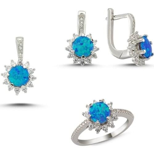 Silverlina Silver Zircon Stone Opals Set