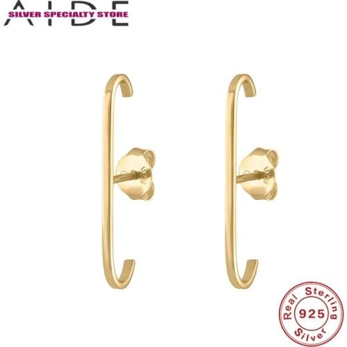 AIDE New 925 Sterling Silver Earring For Women 2020 Fashion Simple Glossy Stud Earrings For Girl Fine Jewelry Pendientes Gifts