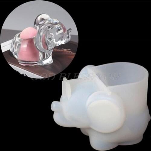Cute Elephant Holder Silicone Resin Mold Makup Egg Stand Epoxy Resin Casting Mould Beauty Sponge Rack Mold Art Tools