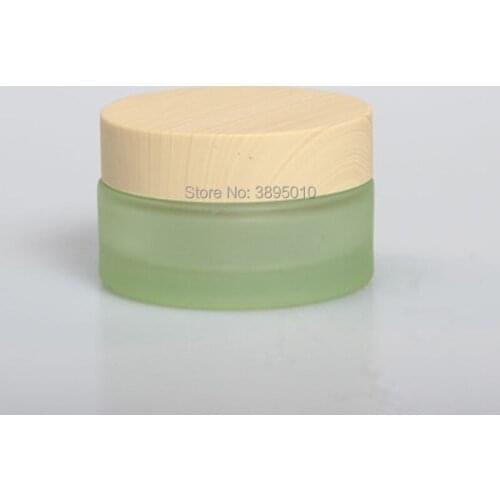 30g 50g Empty Cream Cosmetic Container With Wood Lid Skin Care Cream Bottle glass Pot Jar Tin F249