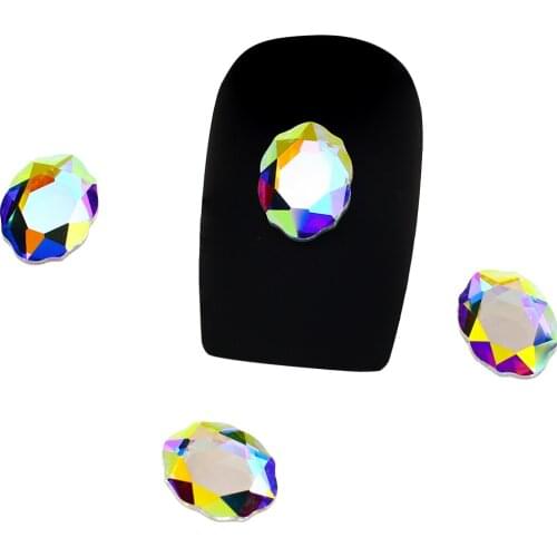 Super Glitter 10*8mm 8*6mm Crystal AB Flat Back Non HotFix Nail art Rhinestone 3D Glass Nail Art Decorations Garment