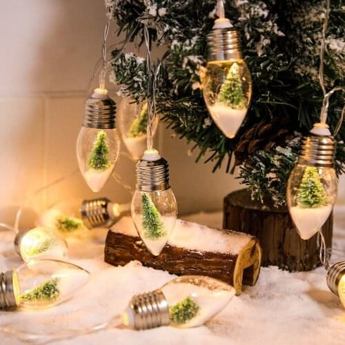 LED Light Bulb with Snow Wishing Bottle Christmas Tree Battery Box Family Party Wedding Decoration Light Girl Heart Photo Props