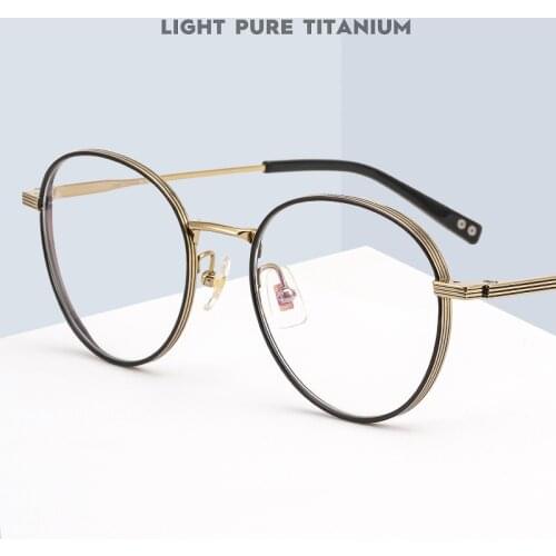 Ultralight Retro Round Glasses Frame Women Wide Side Design Computer Optical Prescription Glasses Frame Anti-Blue Glasses 17104