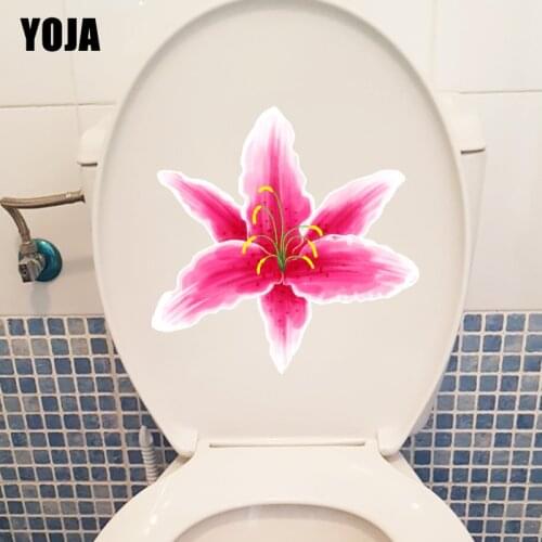 YOJA 21.4X21.5CM Watercolor Lily Flower Cartoon Room Wall Decoration Toilet Seat Stickers T1-1395
