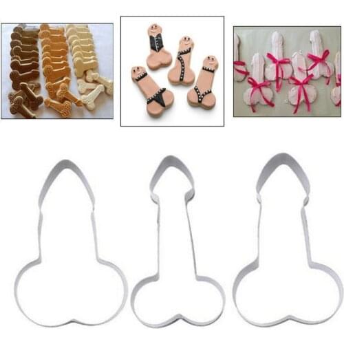 100 Sets Stainless Steel Funny Cookie Cutter Mould Baking Biscuit Fondant Penis Mold Party Supplies
