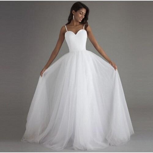 Simple Wedding Dress Elegant Sleeveless Spaghetti Straps A-Line Sweetheart Backless Wedding Gown Bride Dress Vestidos De Novia