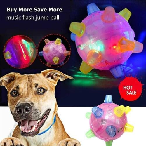 1PCS Jump Activation Dog Toy Balls Dog Cat Pet Toys Ball LED Light Music Flashing Jumping Vibrating Pet Toy Ball For Pet Dog Cat