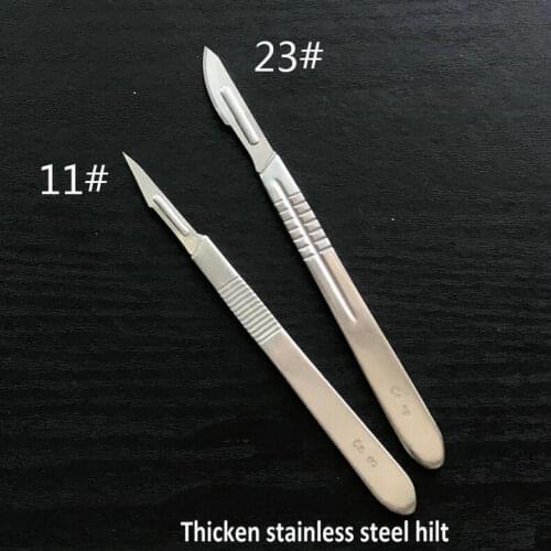 10pcs 11# blades with 1pc NO.3 hilt Disposable Sterile Animal Surgical Scalpel Knife, Stainless steel hilt, Multi-function Tool