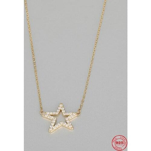 2020 Fashion Charm Pure 925 Silver Original 1:1 Copy, Gorgeous Star Shape Exquisite Wild Necklace Female Luxury Jewelry Gifts