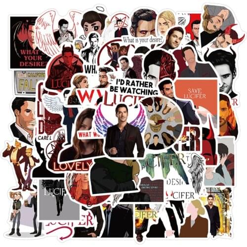 50PCS Lucifer TV Show Stickers DIY Snowboard Laptop Luggage Fridge Guitar Waterproof Graffiti Sticker for Kid Toys Joke Decals