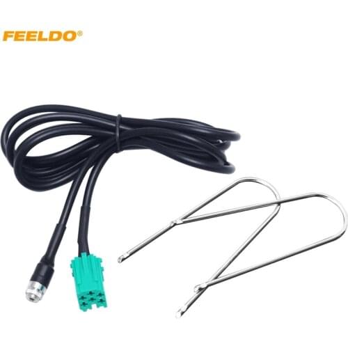 FEELDO Auto Mini ISO 6pin to 3.5MM Female Jack AUX Cable with Removal Keys for Renault OEM Radio Wire Adapter #HQ5732