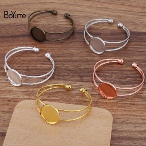 BoYuTe (5 Pieces/Lot) Fit 20MM Cabochon Bracelet Base Vintage Brass Bracelet Blanks Diy Jewelry Accessories
