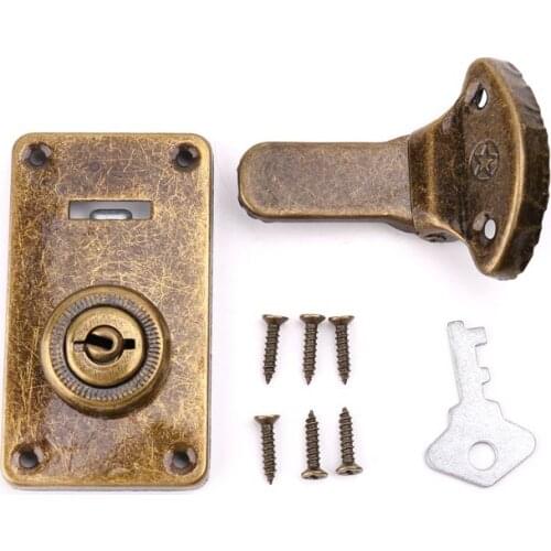 Bronze Tone Leather Suitcase Buckle Box Vintage Metal Lock Antique Toggle Hasp Latch