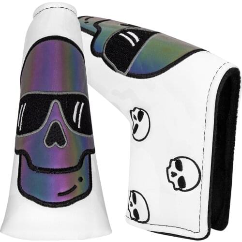 Golf Blade Putter Cover Golf Club Head Covers for Putter Leather Blade Putter Headcover with Magnetic Closure and Skull Design