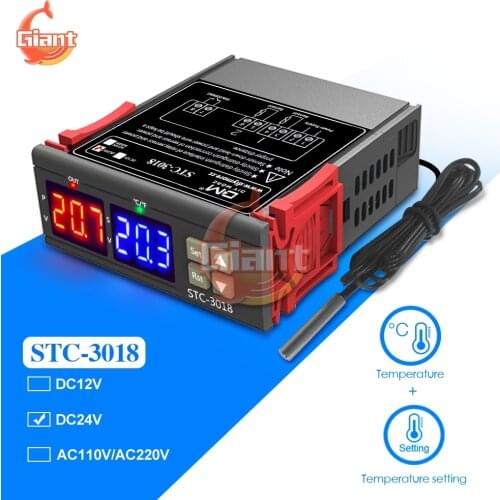 STC-3018 DC 24V Digital Thermostat Temperature Controller 10A With NTC Sensor Probe Thermoregulator for Incubator Home Outdoor