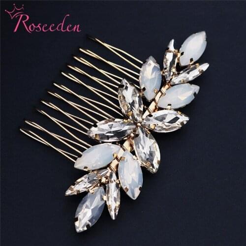 Opal Stone Wedding Hair Comb For Brides Bridesmaid Women Girl Hair Accessories RE3927