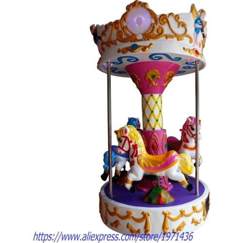 Game Center 3 Seats Merry Go Round Carousel Horse Kiddie Rides Amusement Equipment Arcade Game Machine