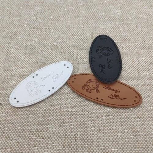 Handmade Leather Labels for Lovely Girl Jeans Kids Clothing Name Patches for Leather Garment Mark for Handmade Tags for Gift