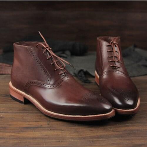 Sipriks Itlian Handmade Goodyear Leather Wool Boots For Men Vintage Lacing Keep Warmest Winter Boot Brown Black Oxofrds Shoes 46