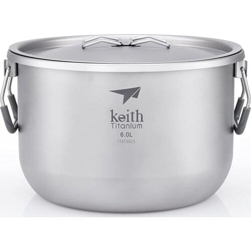 Titanium Pot Cookware for Home Outdoor Hiking Keith Stockpot Free Picnic Ti8301 6L