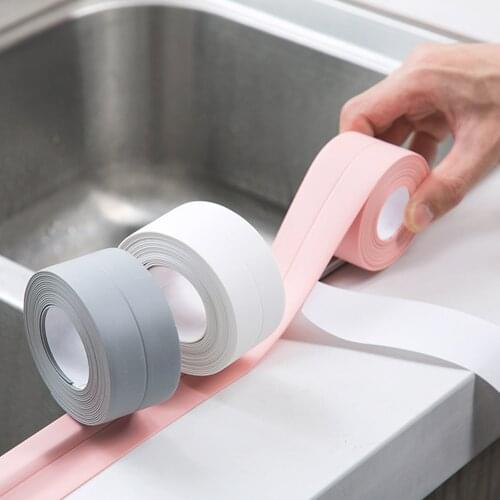 3.2 Meters Bathroom Shower Sink Bath Sealing Strip Tape White PVC Self-Adhesive Waterproof Wall Sticker for Bathroom Kitchen