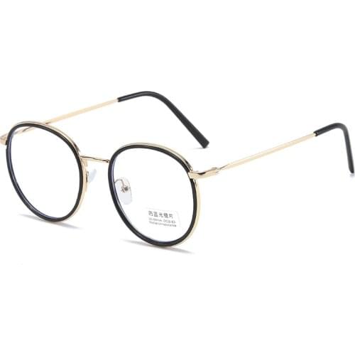 Fashion Round Anti Blue Rays Glasses Women Blue Light Blocking Computer Glasses Female Plain Mirror Glasses Metal Frame Eyewear