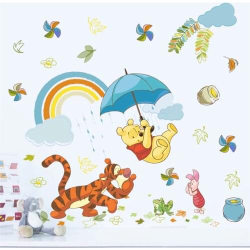 Cartoon winnie pooh 40*60cm wall stickers for kids rooms home decor disney animals zoo wall decals diy mural art diy posters