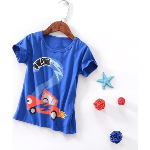2018 new arrival Baby Boys Girls Clothes Childrens Short Sleeve Cartoon Cart Digital Print T-Shirt
