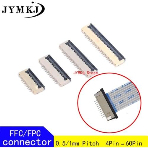 FPC FFC connector 0.5mm 1.0mm AWM 20624 80C 60V VW-1 Flat Cable PCB Connectors 4 5 6 7 8 10 12 16 18 20 26 28 30 32 36 40 50 60P
