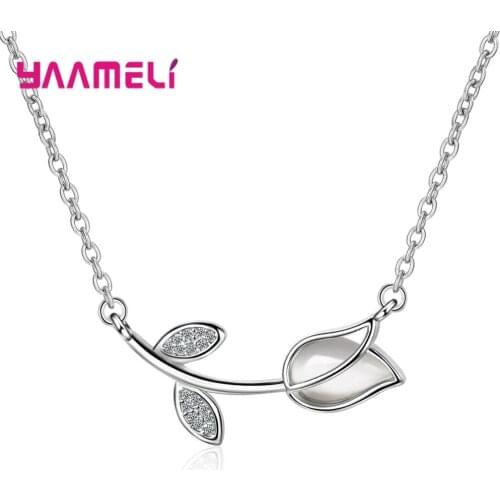 Genuine 100% 925 Sterling Silver Choker Chain Cat Eye Opal Stone Rose Necklace Women Hot Selling Fine Jewelry Cute Accessories