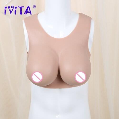IVITA Realistic Silicone Breast Forms Fake Boobs D Cup Cosplay for Crossdresser Transgender Enhancer Drag-Queen Shemale