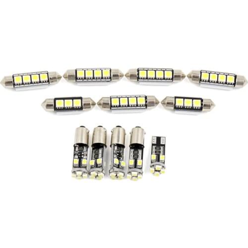 X AUTOHAUX 12PCS(BA9S+41mm36mm+T10) White Car Dome Map LED Reading Light Interior Package Kit For-Audi A3 / S3 (8P) 2006-2011