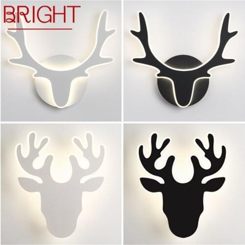 BRIGHT Nordic Creative Wall Sconces Lamp Modern Deer Head Light Fixtures for Home Indoor Bed Room Decoration