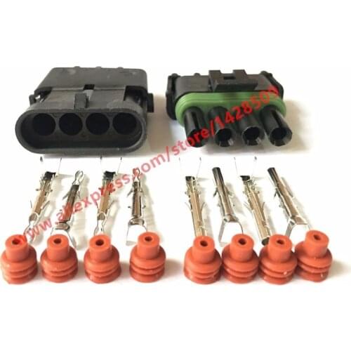 5 Set 4 Pin 12010974 12010974 Female Male Weather Electrical Wire 2.5 Delphi Connector Plug Sealed Wiring Automobile Connectors