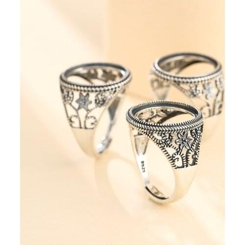 15*17mm 925 STERLING SILVER men women Semi Mount Bases Blanks base blank Pad ring Setting wedding jewelry findings diy A5851